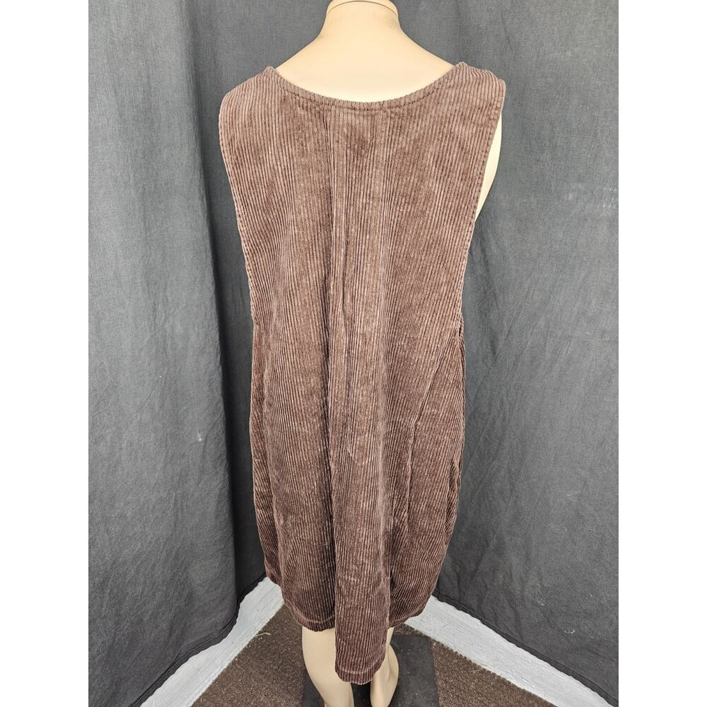 VTG Brown Corduroy Jumper Dress Button Front Pockets Plus Size 18 20 Cottagecore - Picture 3 of 8